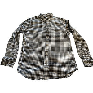 Saddlebred Button Up Flannel Shirt Black/White Gingham Check Medium 100% Cotton